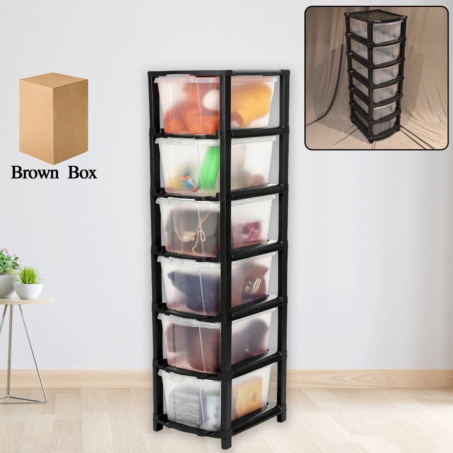 6-layer Modular Plastic Drawer Storage Cabinet