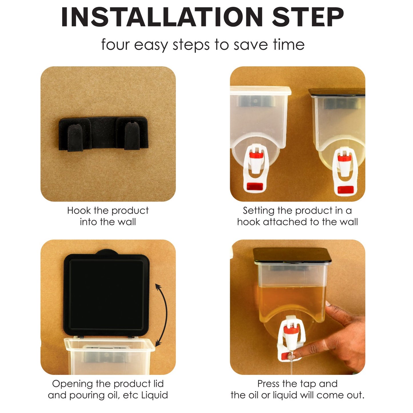 Wall Mounted Oil Dispenser Bottle (1100ml) | Leak-Proof Kitchen Oil Container