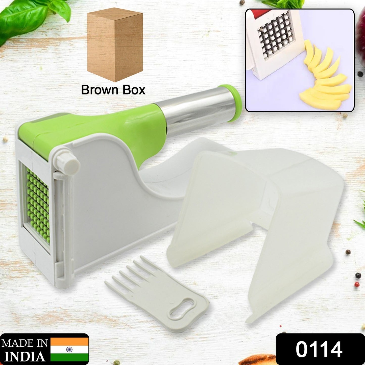 Virgin Plastic French Fry Chipser | Potato Slicer with Container for Home Kitchen