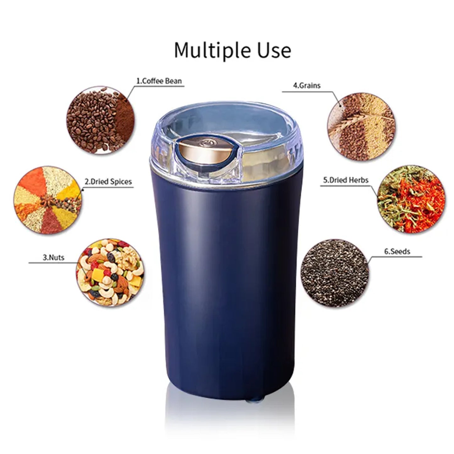 Portable 4-Blade Mini Grinder & Blender | Rechargeable Juicer for Home & Office