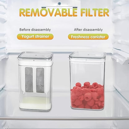 2 in 1 Multifunctional Yogurt Strainer with Storage Container (1100ml) | Curd Maker & Food Strainer