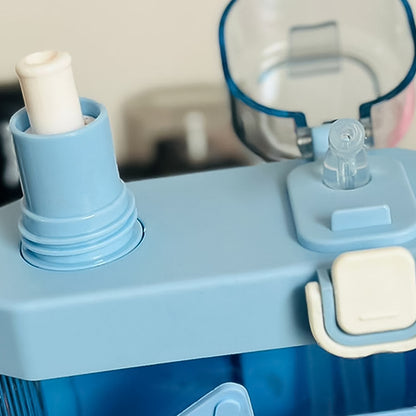 2 in 1 Dual Compartment Water Bottle | With Straw & Shoulder Strap