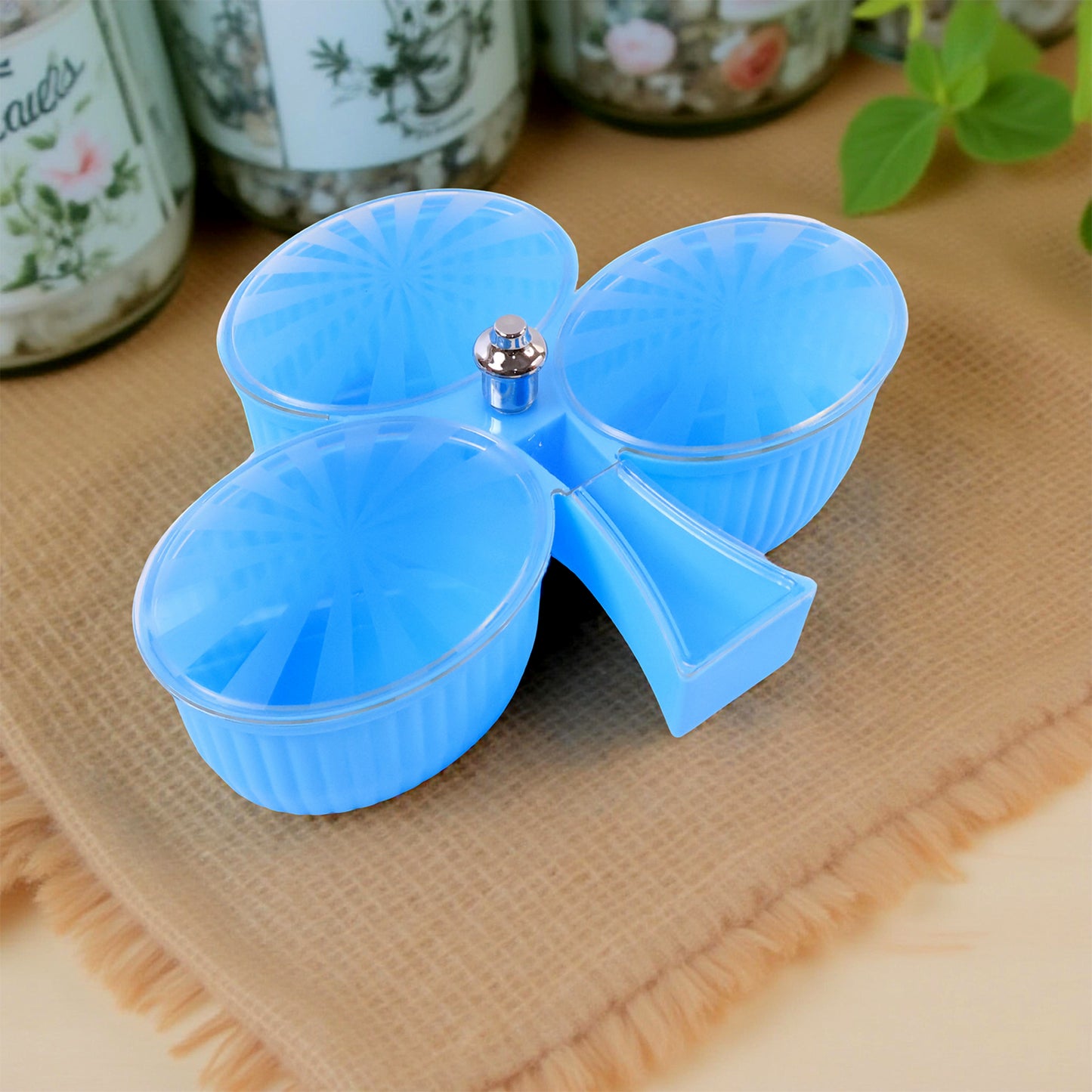 Premium 3-Compartment Revolving Dry Fruit Box | Stylish Dry Fruit Storage Box for Home & Gift Use