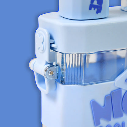 2 in 1 Dual Compartment Water Bottle | With Straw & Shoulder Strap