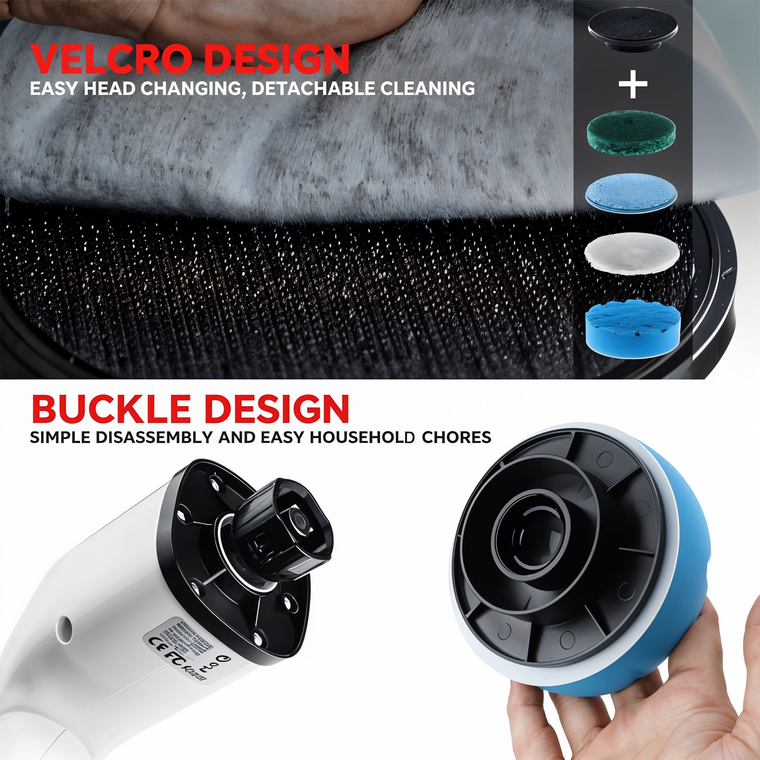 7-in-1 Electric Spin Scrubber Cleaning Brush With Extension Handle (1 Set)