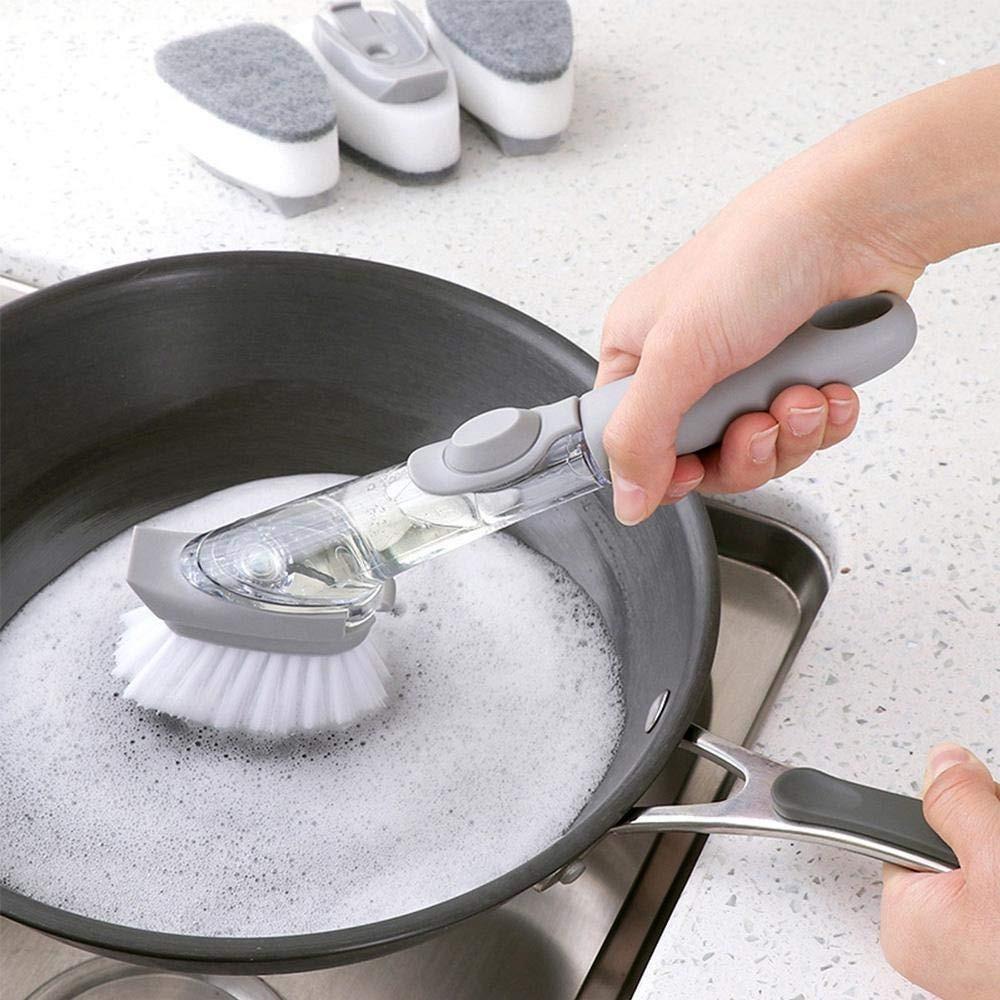 Automatic Liquid Dispenser Dish Clean Brush | Kitchen Scrubber for Dishes & Utensils