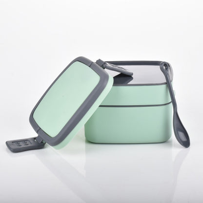 Green Double-Layer Portable Lunch Box | Stackable Lunch Box with Handle & Spoon for Office, School & Travel