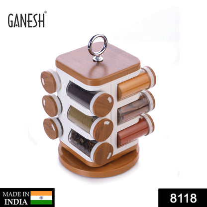 Ganesh 12-Jar Revolving Spice Rack | Masala Box Organizer for Kitchen
